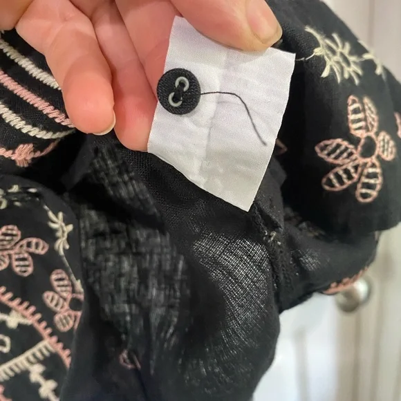 Johnny Was Faye Relaxed Linen Button Down Embroidered Shirt Lagenlook Size L - Picture 8 of 15